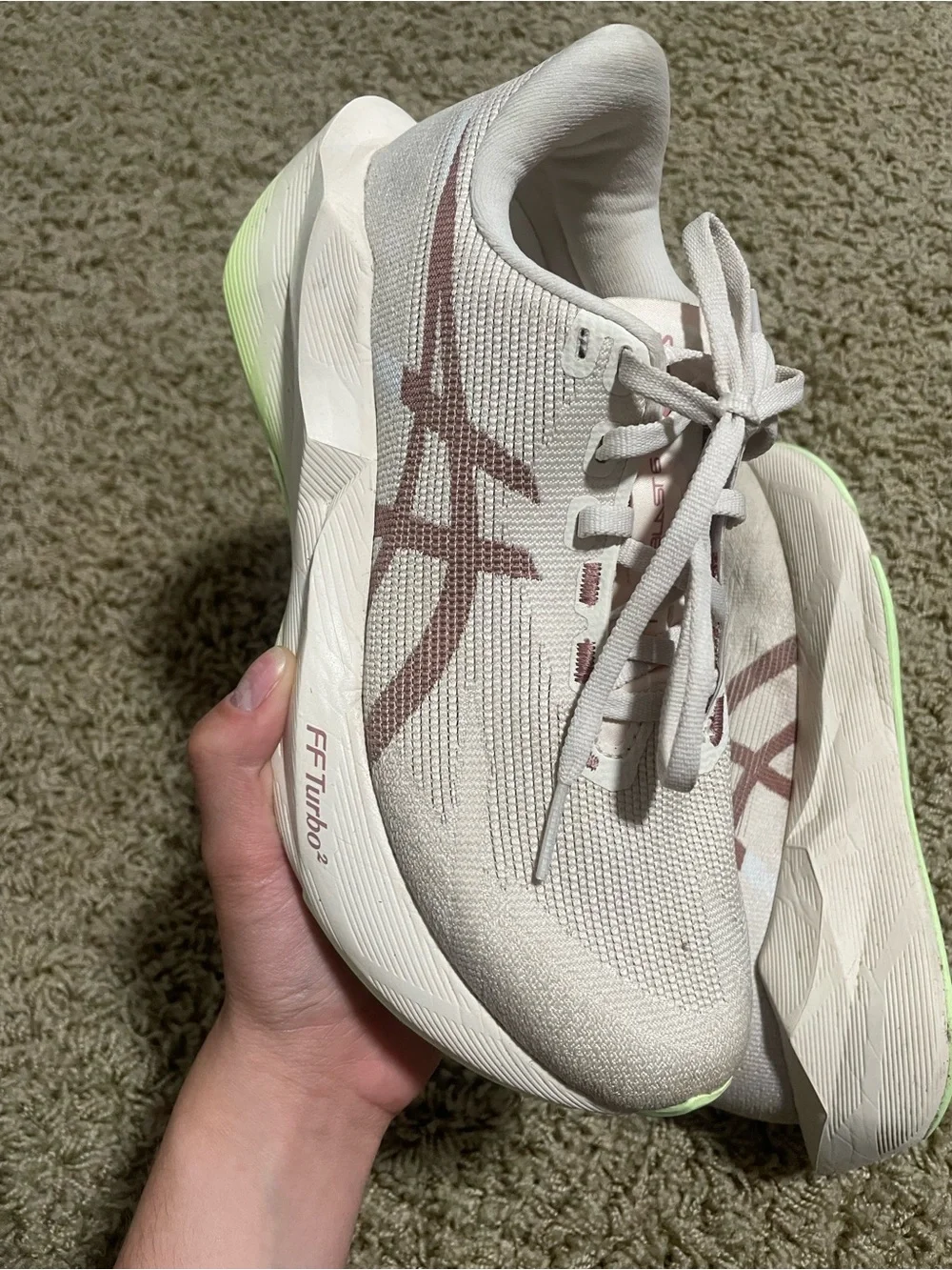 ASICS Women's Running Shoes - Light Gray with Pink and Neon Green Accents